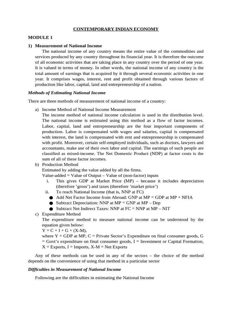 National Income and Inclusive Growth in India | PDF | Measures Of ...