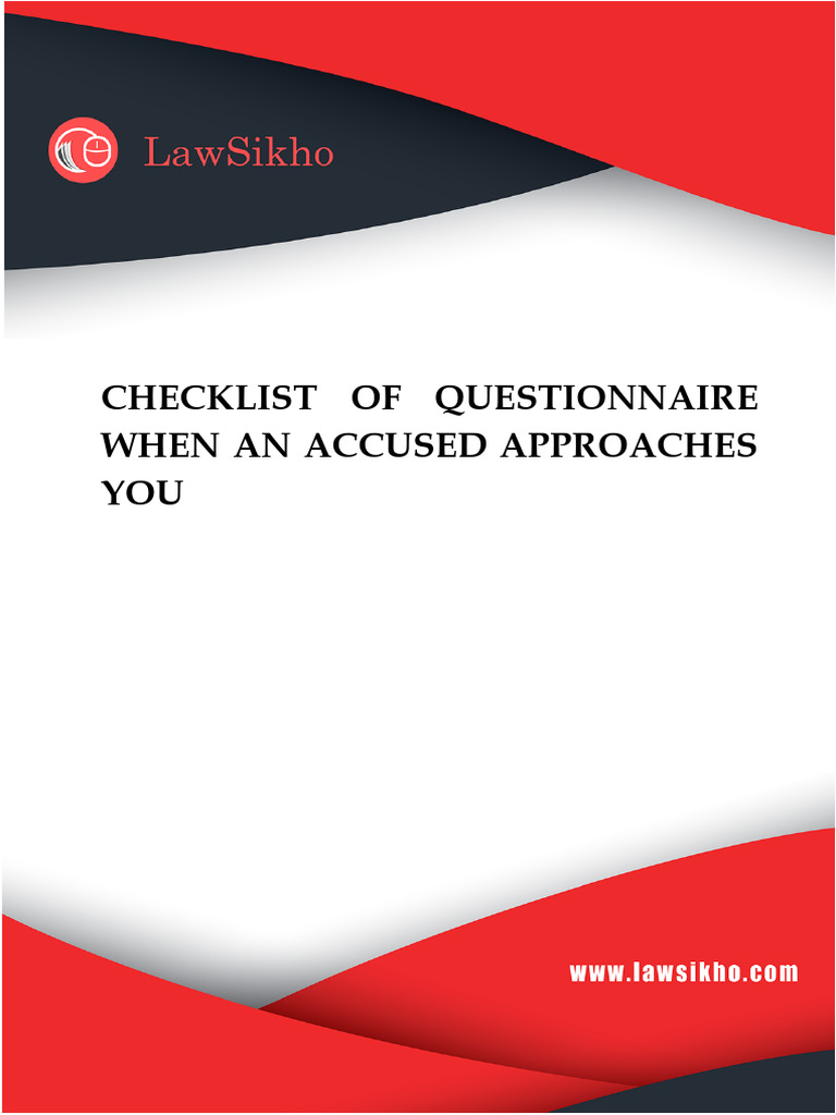Accused Legal Consultation Checklist | PDF | Witness | Plea Bargain