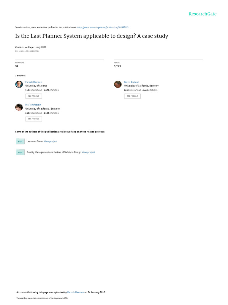 Last Planner System in Design: Case Study | PDF | Quantitative Research