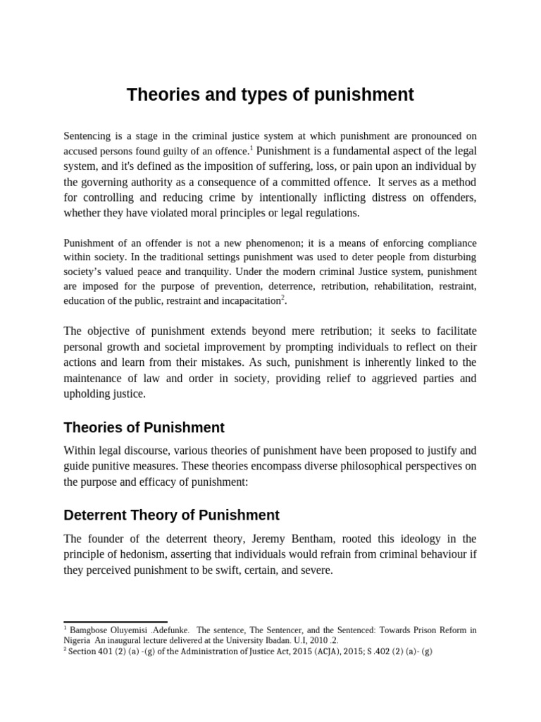 Theories and Types of Punishment - 013319 | PDF | Punishments | Crimes