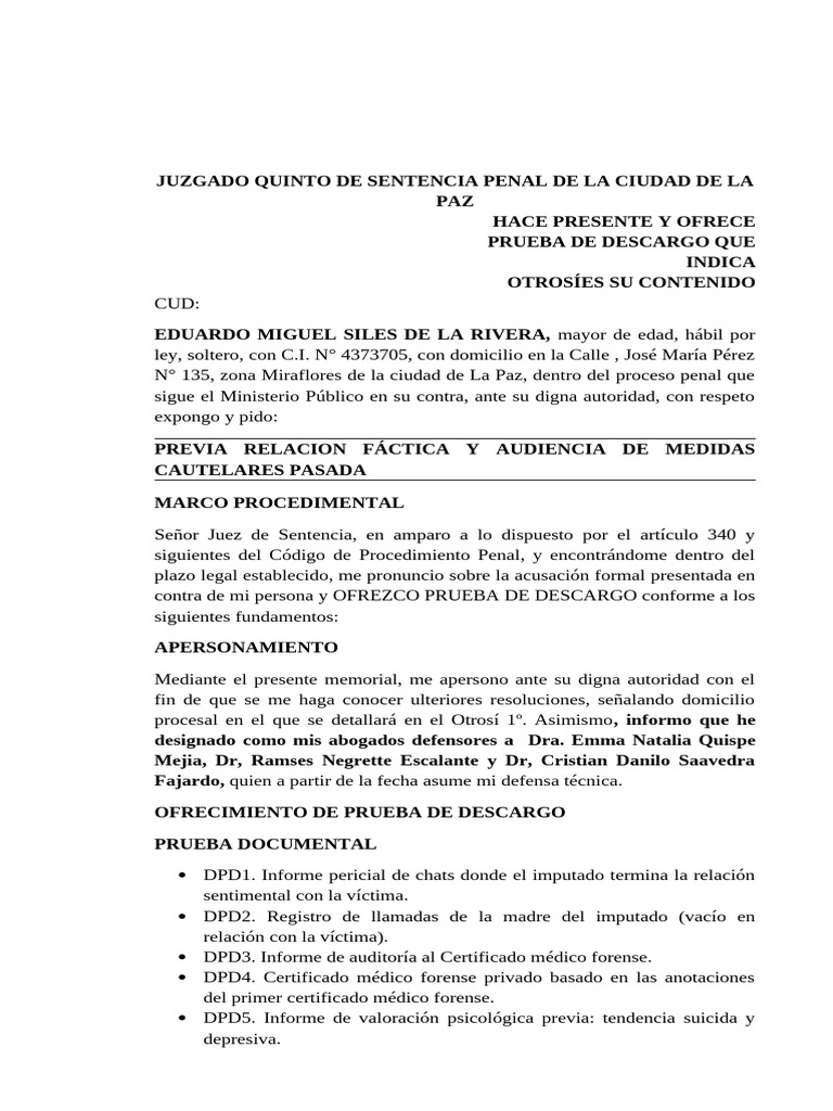 Ofrecimiento de Pruebas | PDF | Justicia | Crimen y violencia
