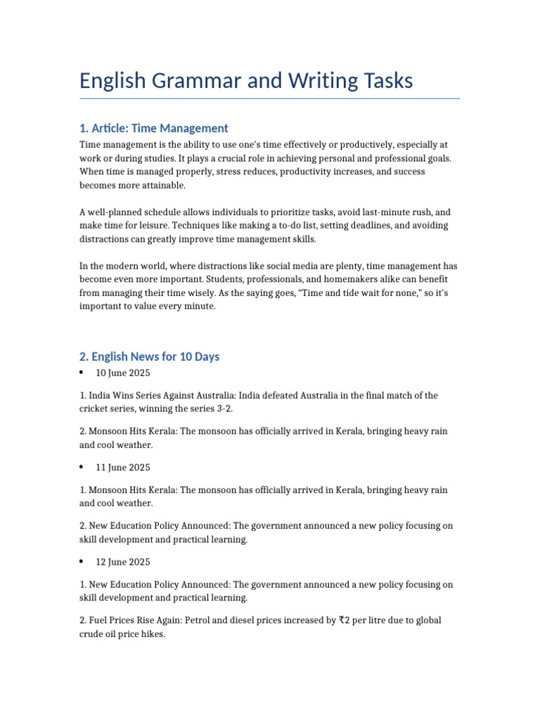 Time Management and English Skills | PDF | Time Management ...