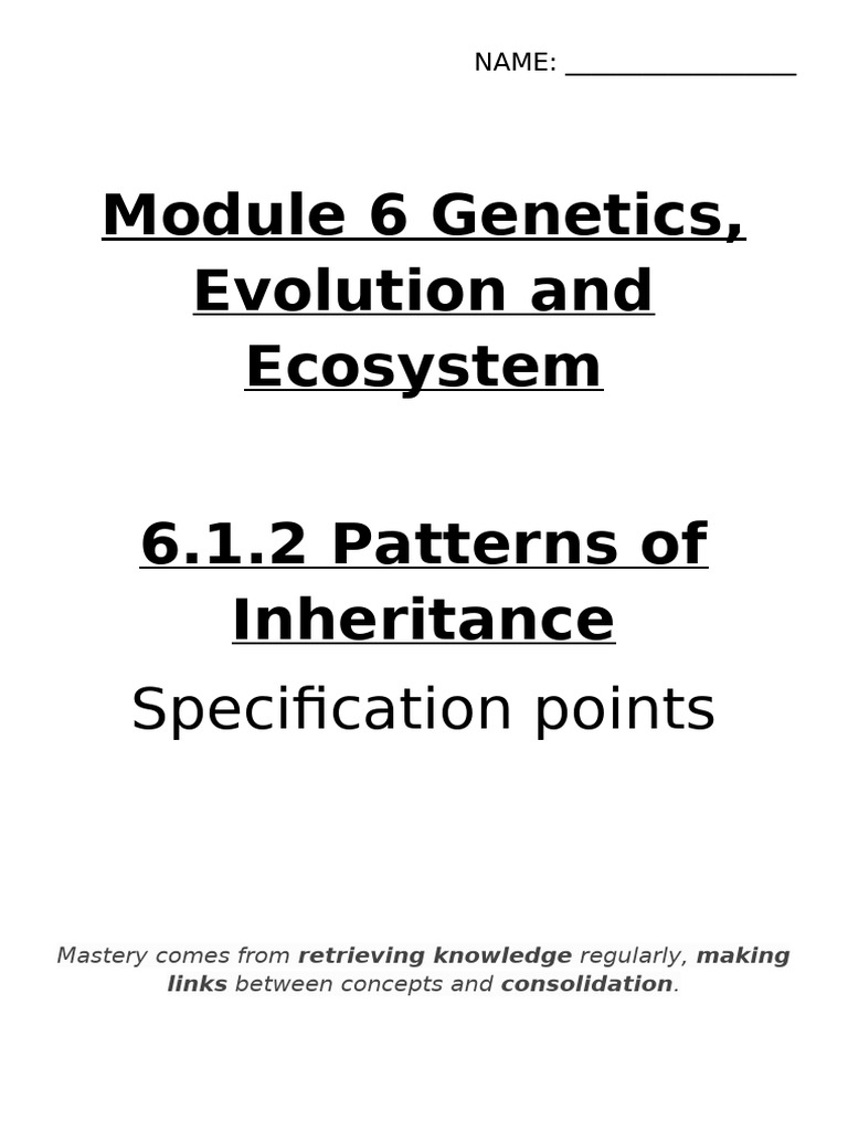A2-6.1.2-Patterns of Inheritance Spec-Notes | PDF | Dominance (Genetics ...