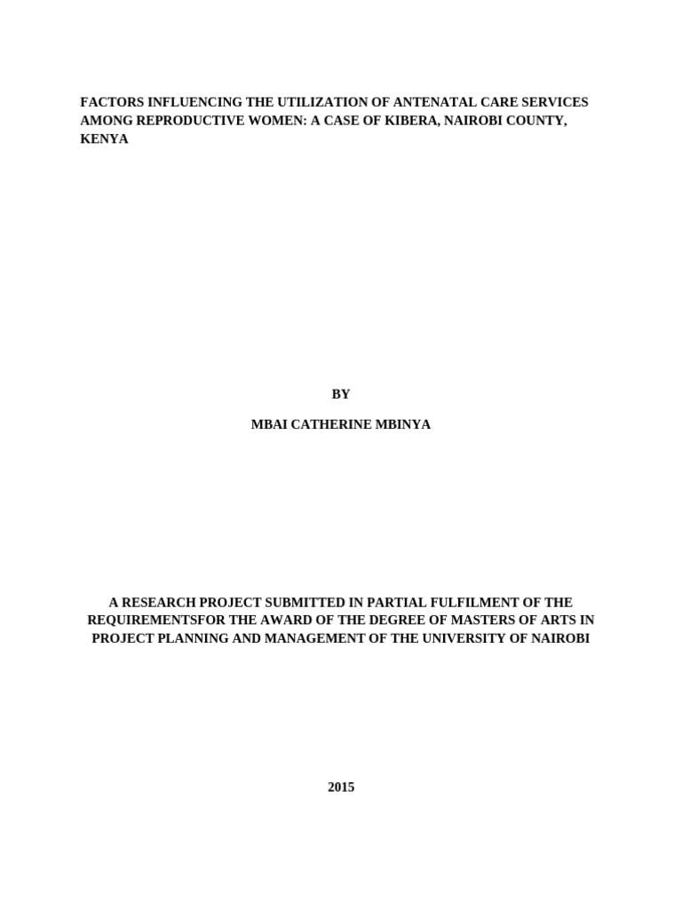 Factors Affecting Antenatal Care in Kibera | PDF | Maternal Death ...