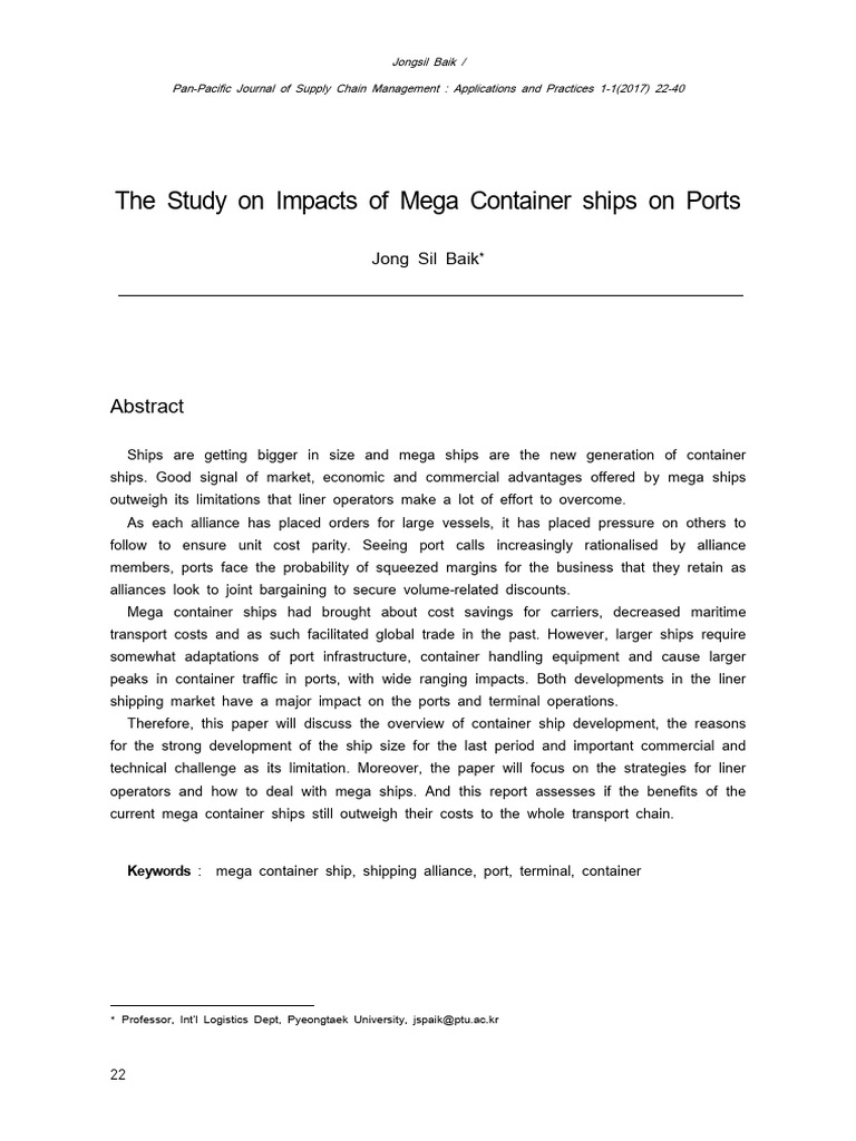Impact of Mega Container Ships on Ports | PDF | Port | Containerization