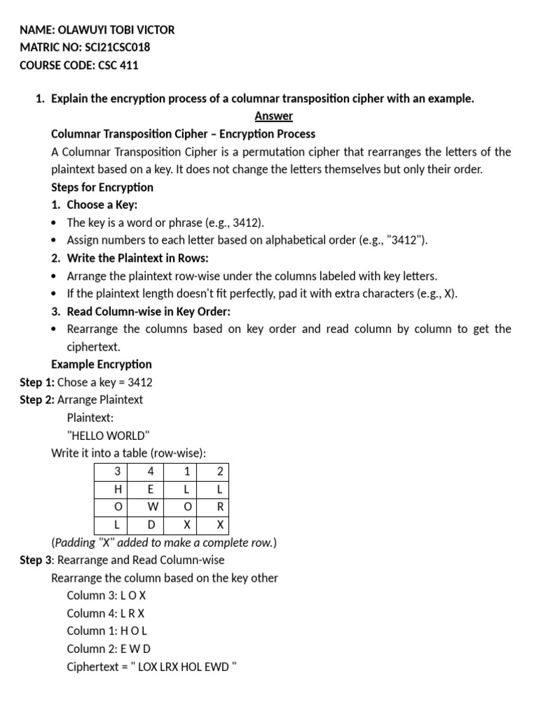 Columnar & Rail Fence Cipher Guide | PDF | Encryption | Cipher