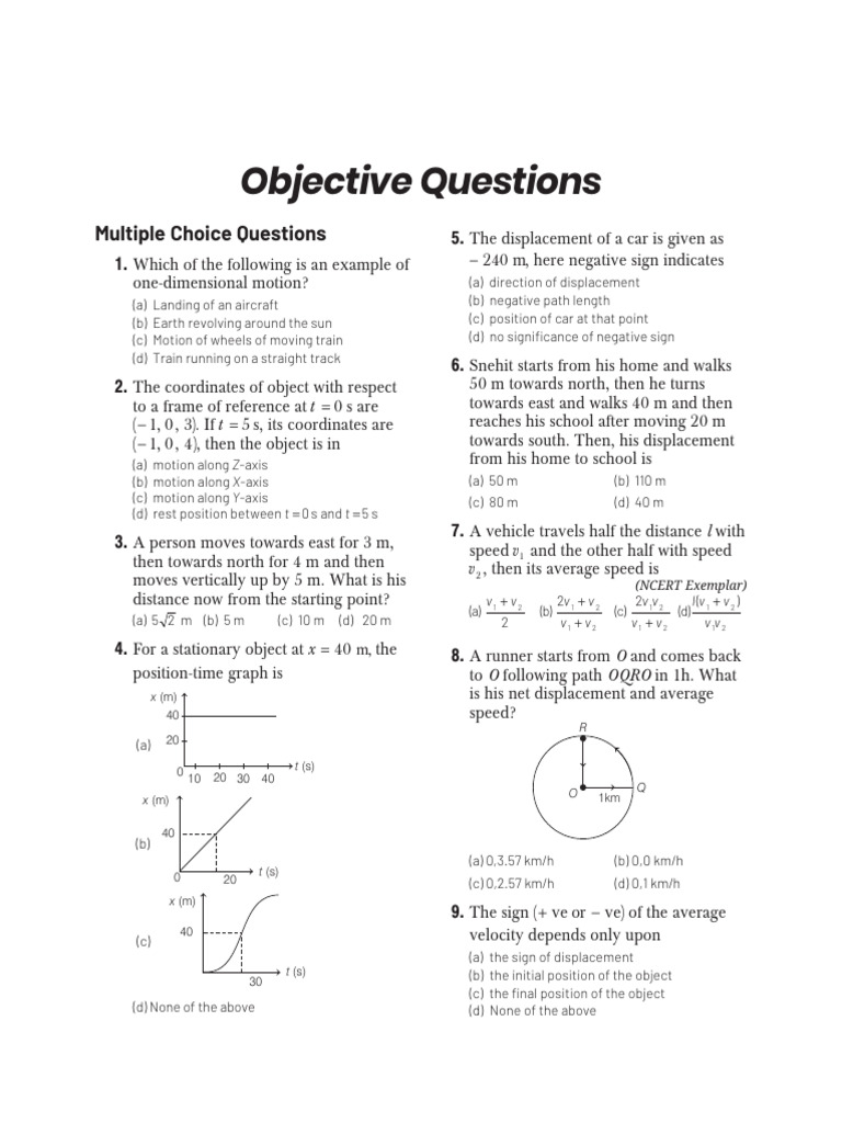 One-Dimensional Motion Questions | PDF | Acceleration | Velocity