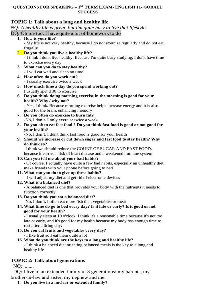 English 11 Speaking Exam Questions | PDF | Climate Change | Greenhouse Gas