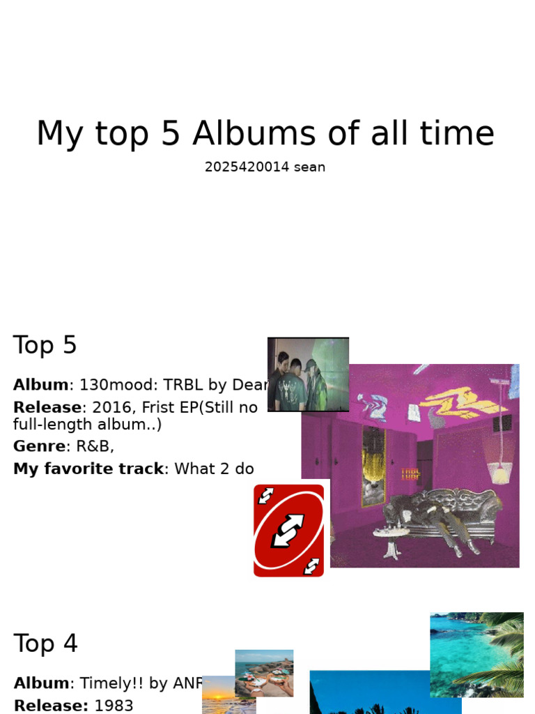 My Top 5 Albums of All Time by Sean (RRR) | PDF