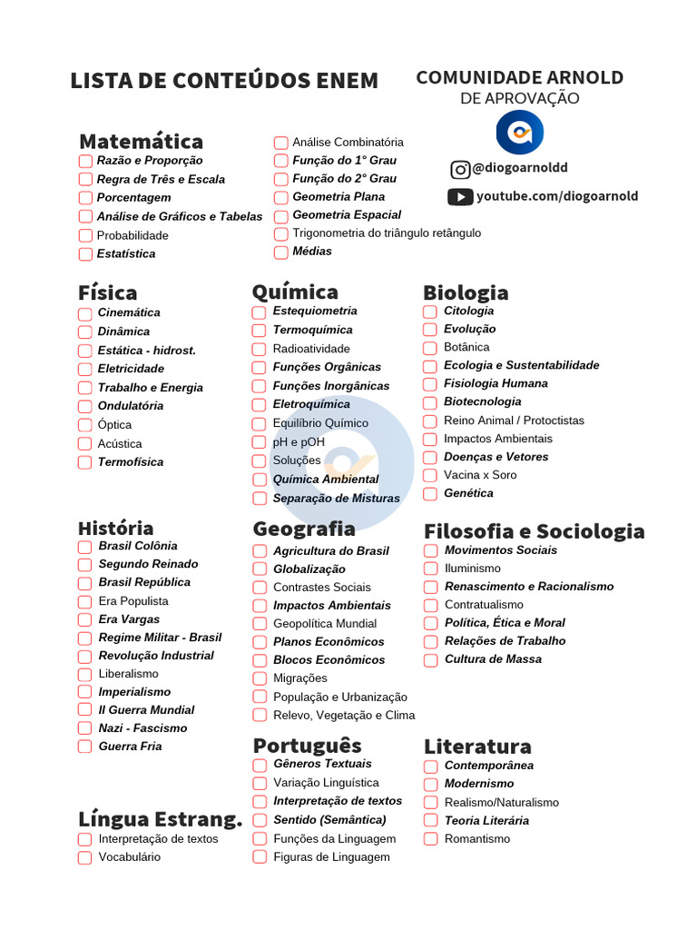Conteúdos Abrangentes para o ENEM | PDF | Brasil | Química