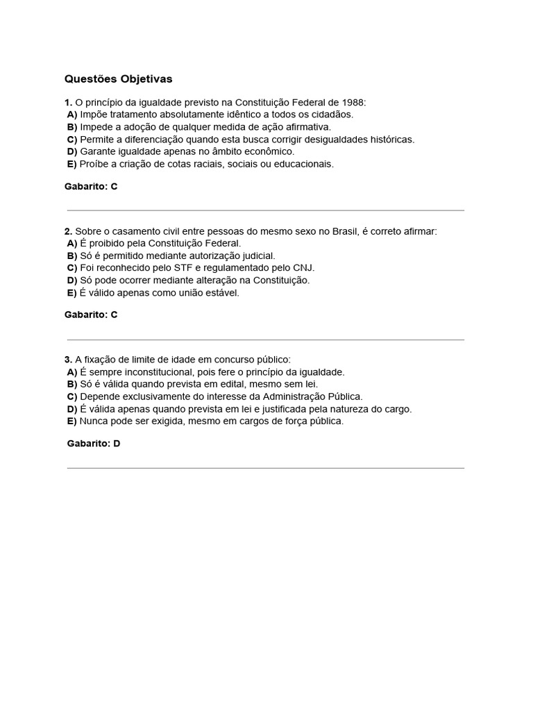 Questões Objetivas | PDF