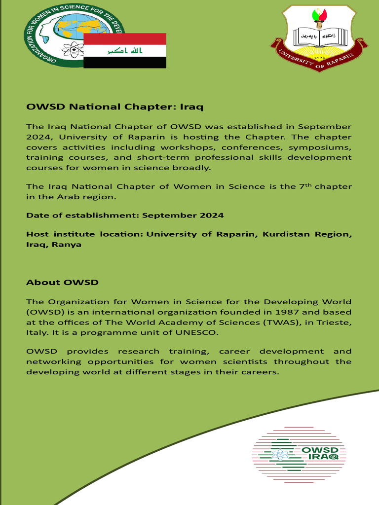OWSD Iraq Chapter Launch and Activities | PDF