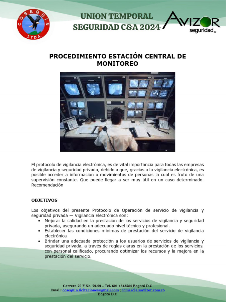 Protocolo de Vigilancia Electrónica en Seguridad | PDF | Alarma de ...
