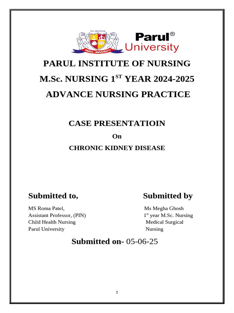Chronic Kidney Disease Case Study | PDF | Kidney | Chronic Kidney Disease