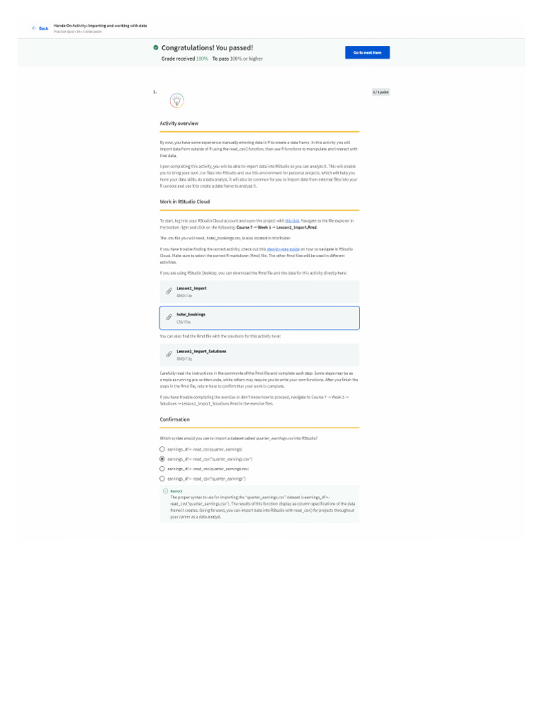 Hands-On Activity Importing and Working With Data | PDF
