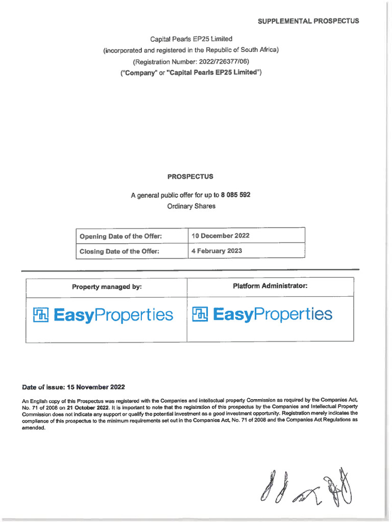 The Capital Pearls EP25 Limited Supplemental Prospectus 21112022 SIGNED ...