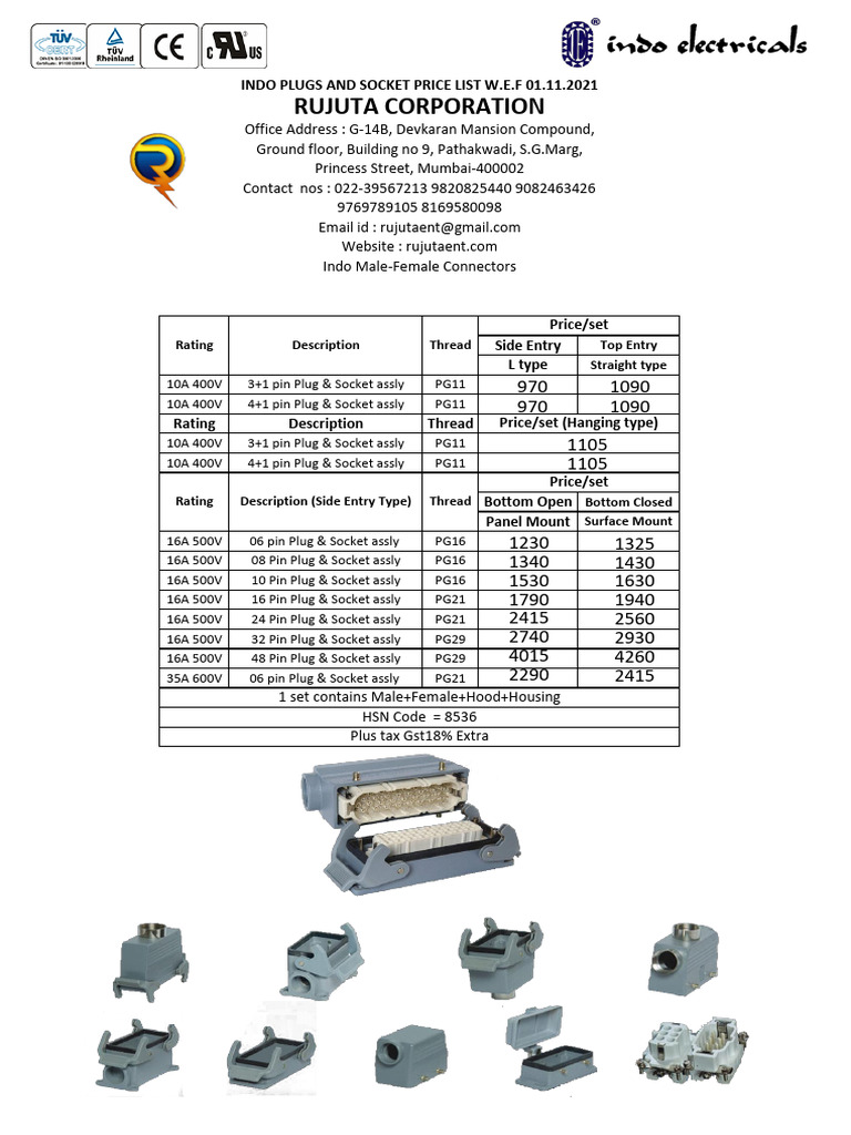 Indo Plugs & Sockets Price List 2021 | PDF