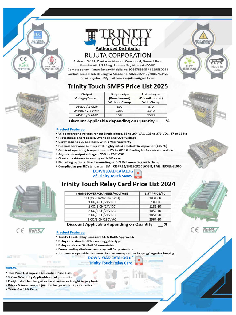 Trinity Touch Price List 2025 | PDF | Relay | Amplifier