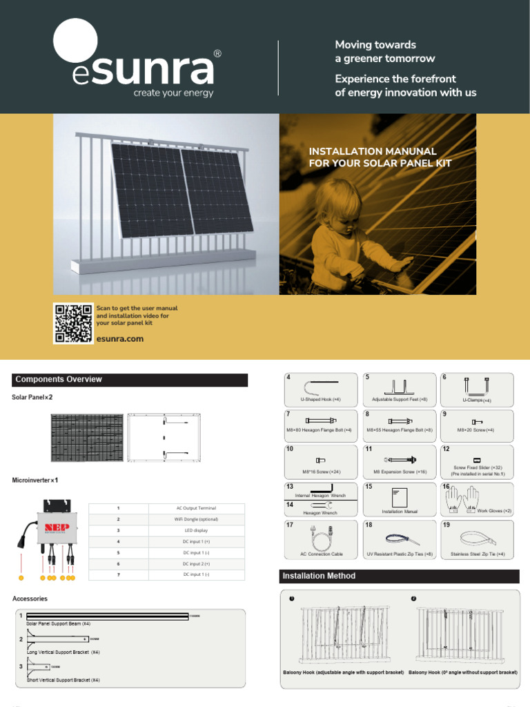 Balcony Solar Panel Installation Guide | PDF | Screw | Nut (Hardware)