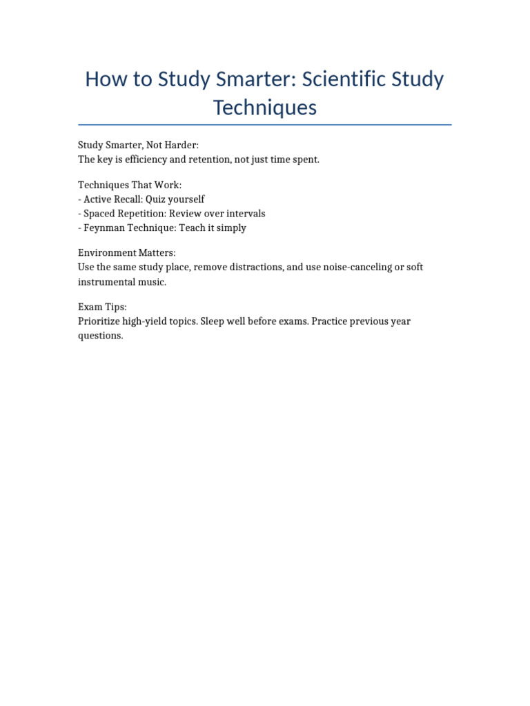 How To Study Smarter: Scientific Study Techniques | PDF