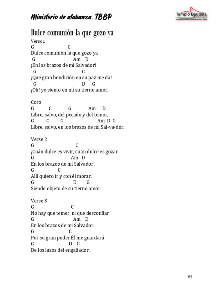Dulce Comunión: Himno y Letra | PDF