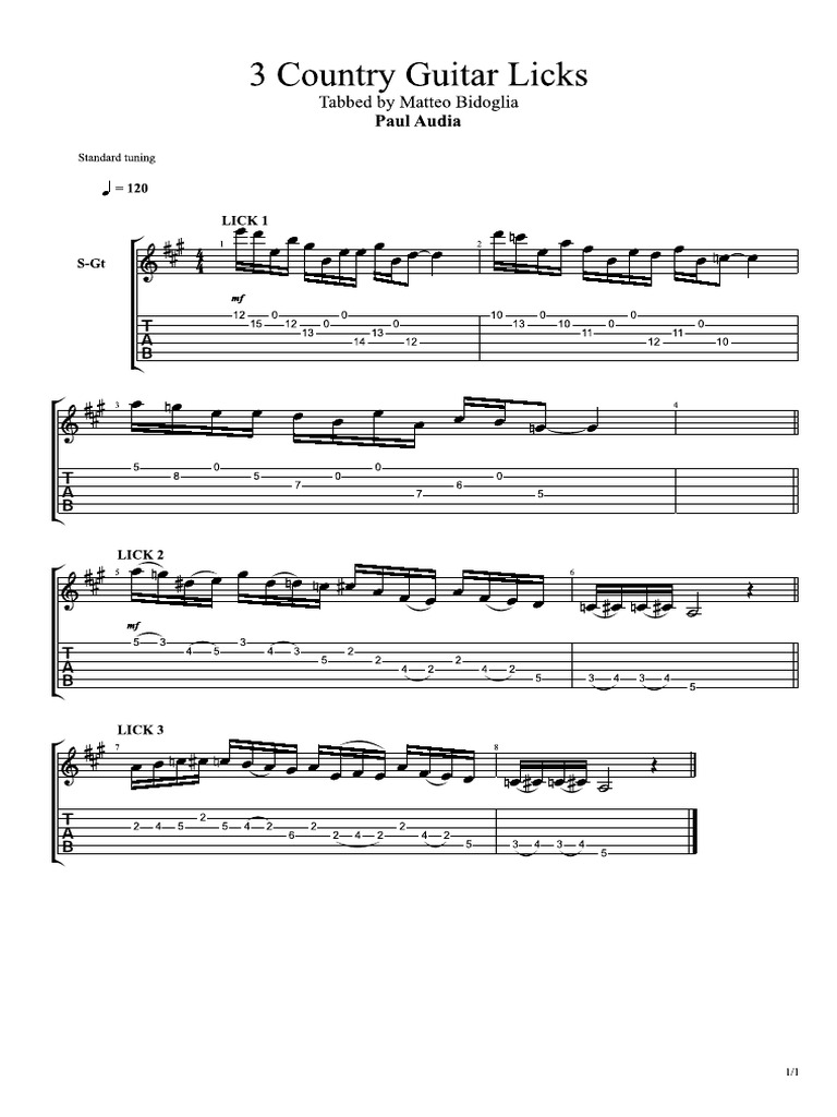 3 Country Guitar Licks | PDF