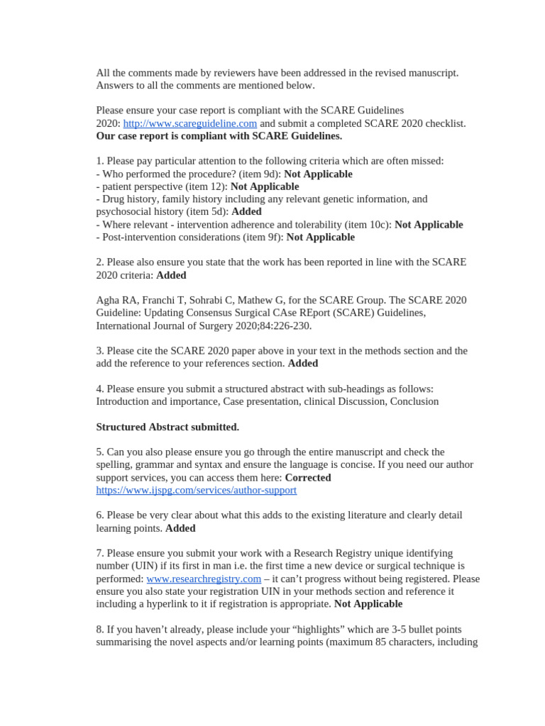 Compliance with SCARE 2020 Guidelines | PDF | Health Care | Medicine