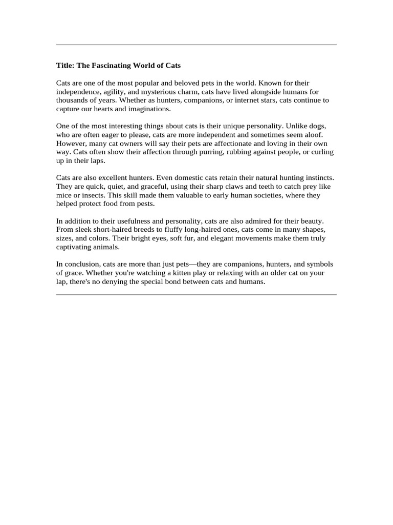 Conclusion on the Charm of Cats | PDF
