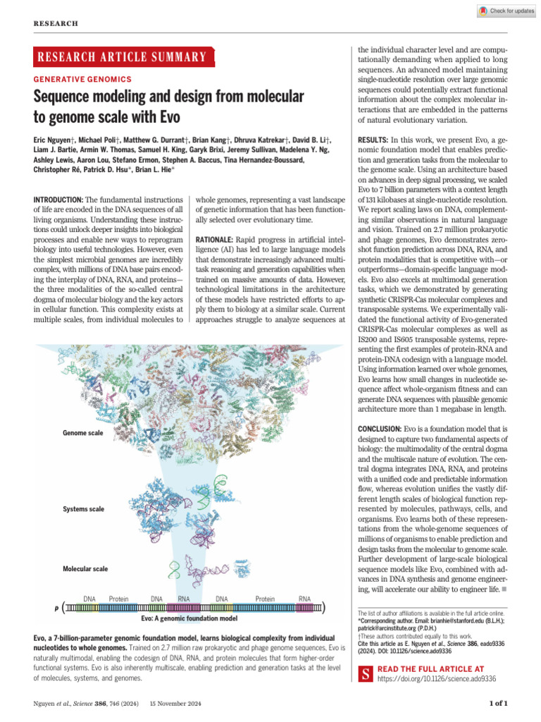 Evo: Genomic Foundation Model Insights | PDF | Genome | Dna