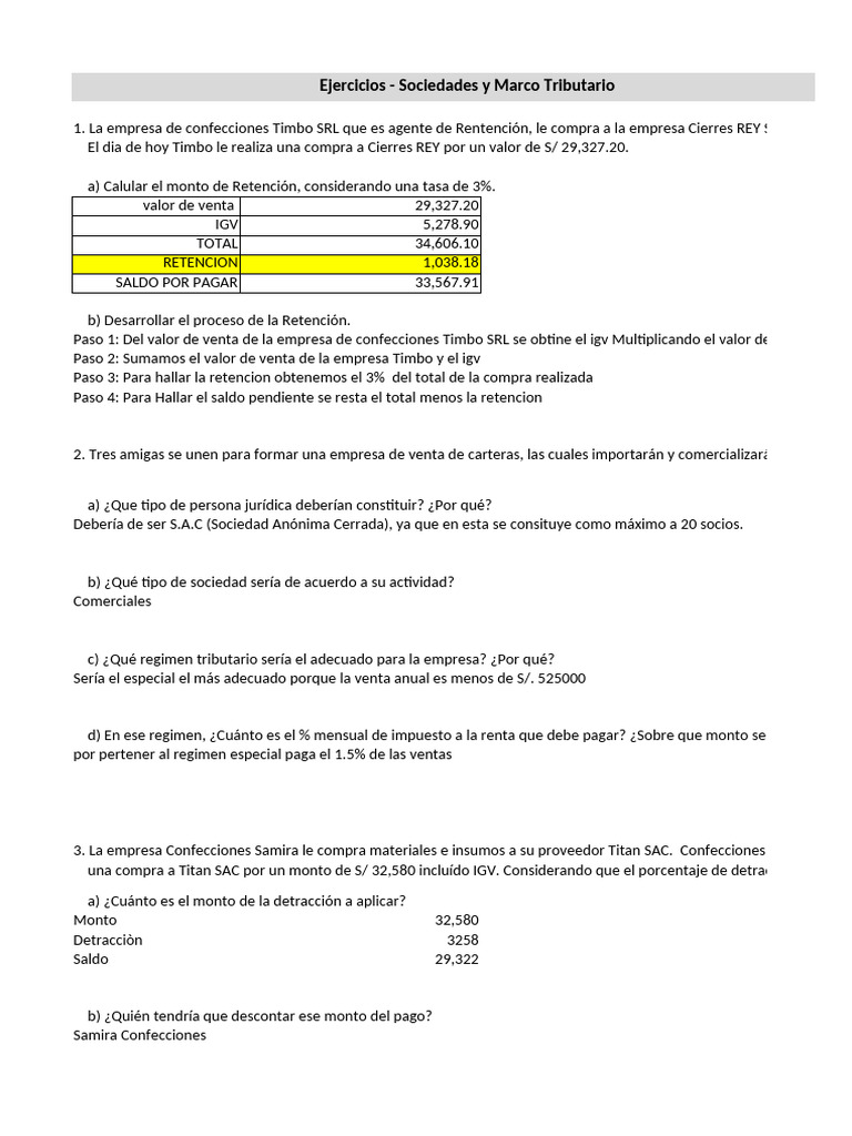 Ejercicios de Sociedades y Tributación | PDF | Impuesto sobre la renta ...