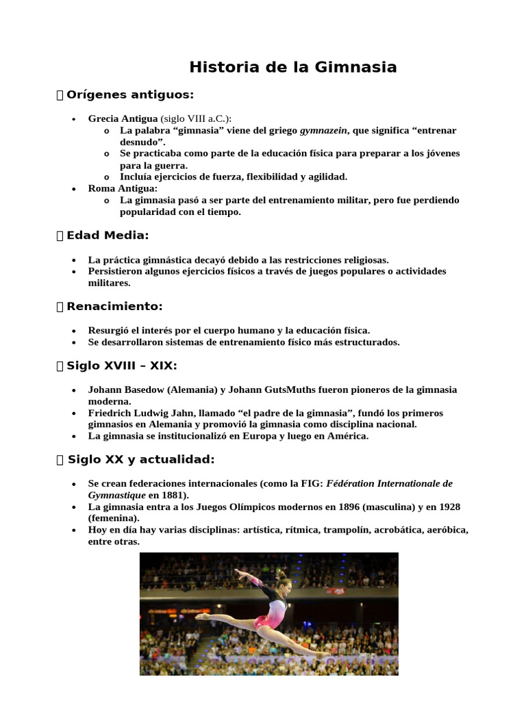 Historia y Evolución de la Gimnasia | PDF | Gimnasia | Deportes olímpicos