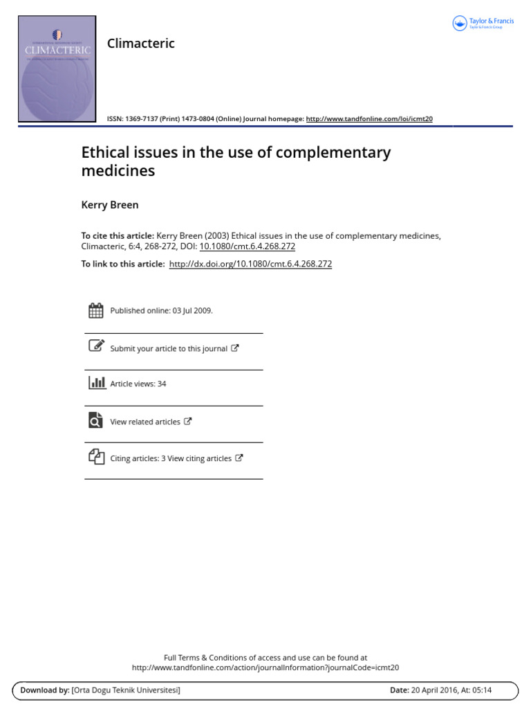 Ethical Issues in The Use of Complementary Medicines | PDF ...