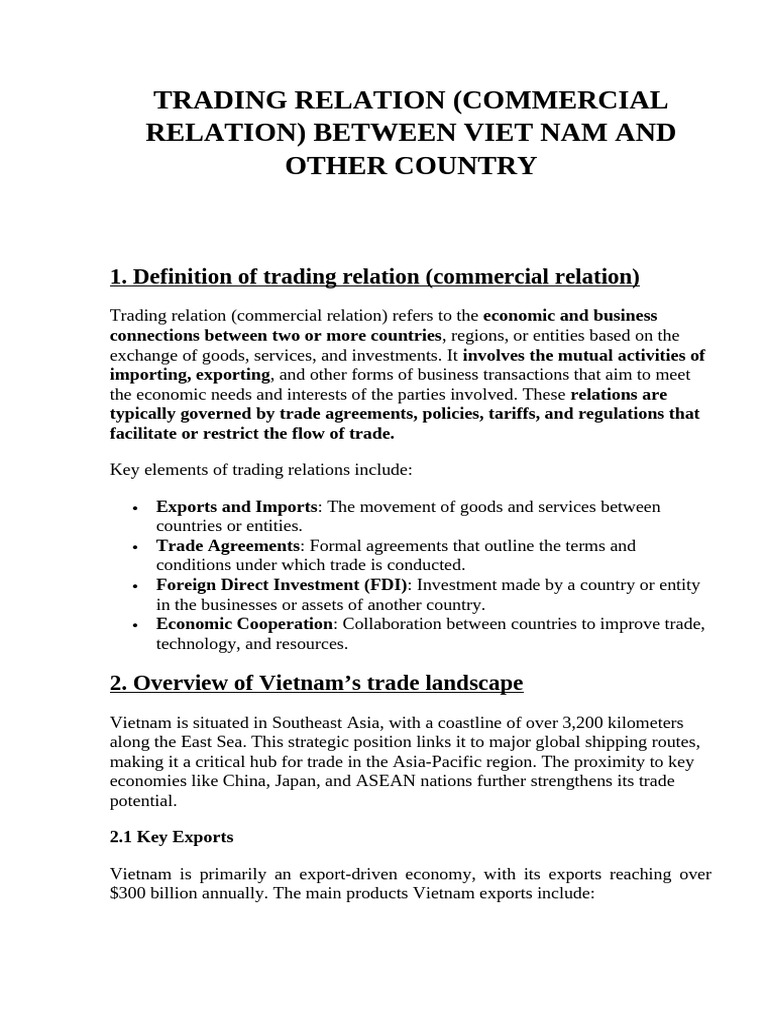 Vietnam's Trade Relations Overview | PDF | Vietnam | Trade