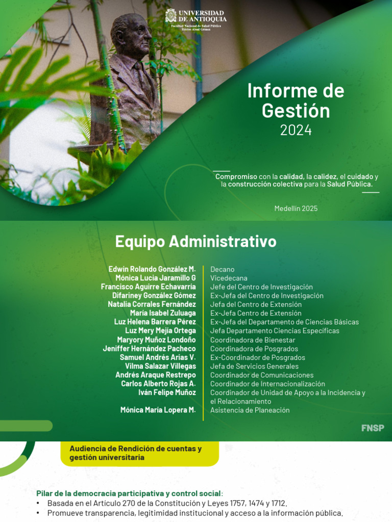 Informe de Gestión 2024 FNSP | PDF | Responsabilidad | Administración ...