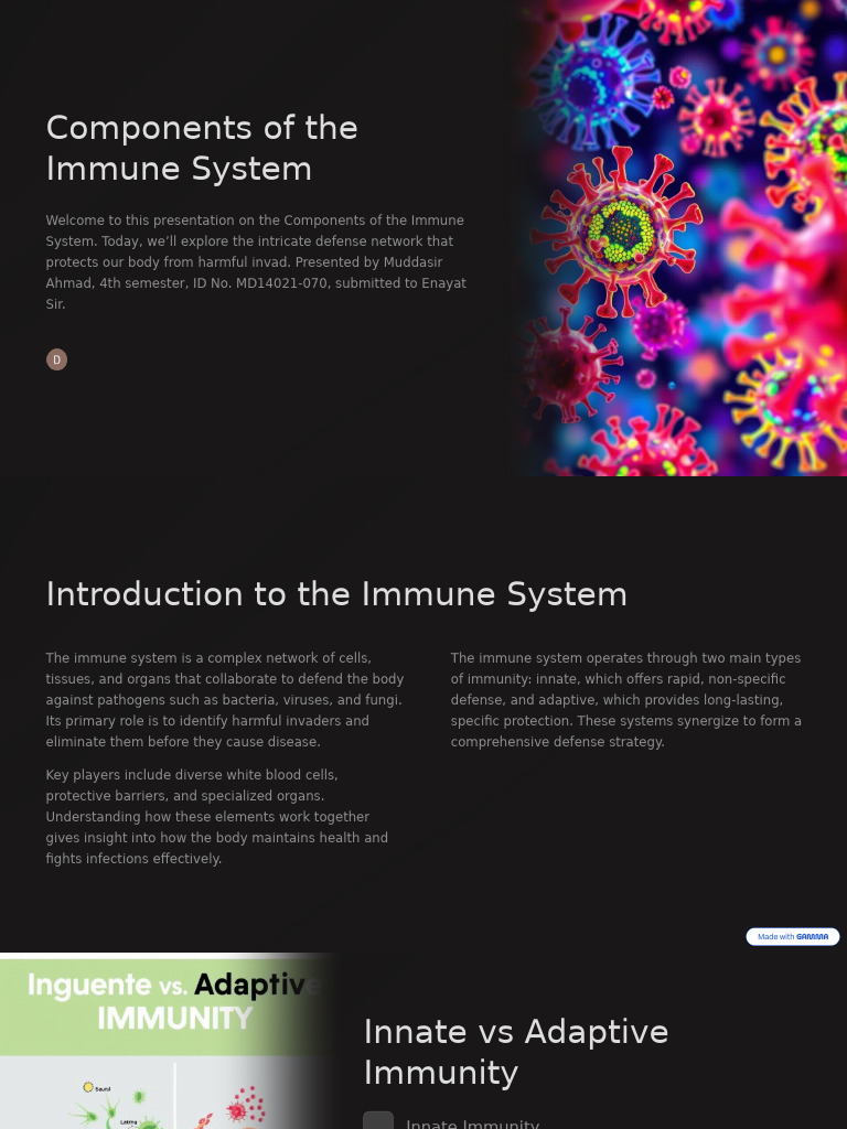 Components of The Immune System | PDF | Immune System | Innate Immune ...