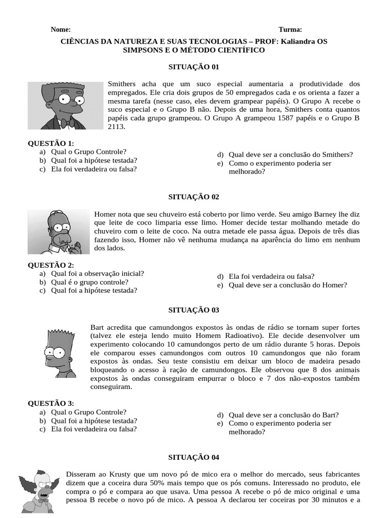 Experimentos e Método Científico em 