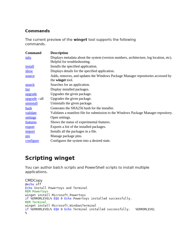 Essential Winget Commands Guide | PDF