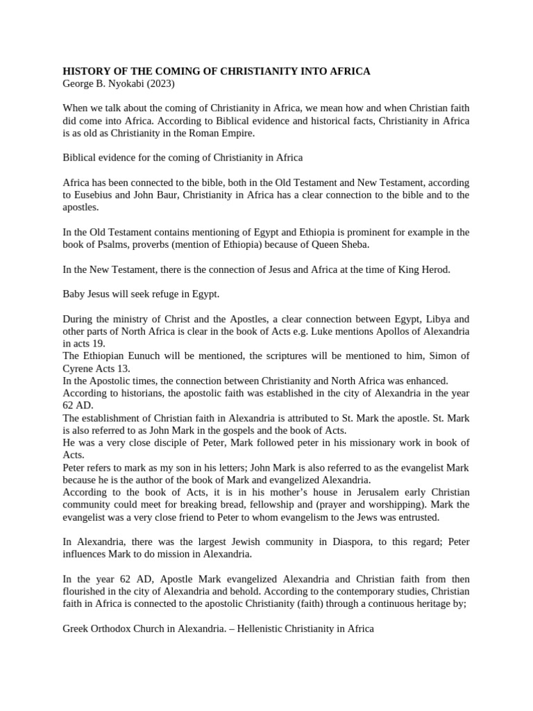 Christianity's Early Roots in Africa | PDF | John The Apostle | Early ...