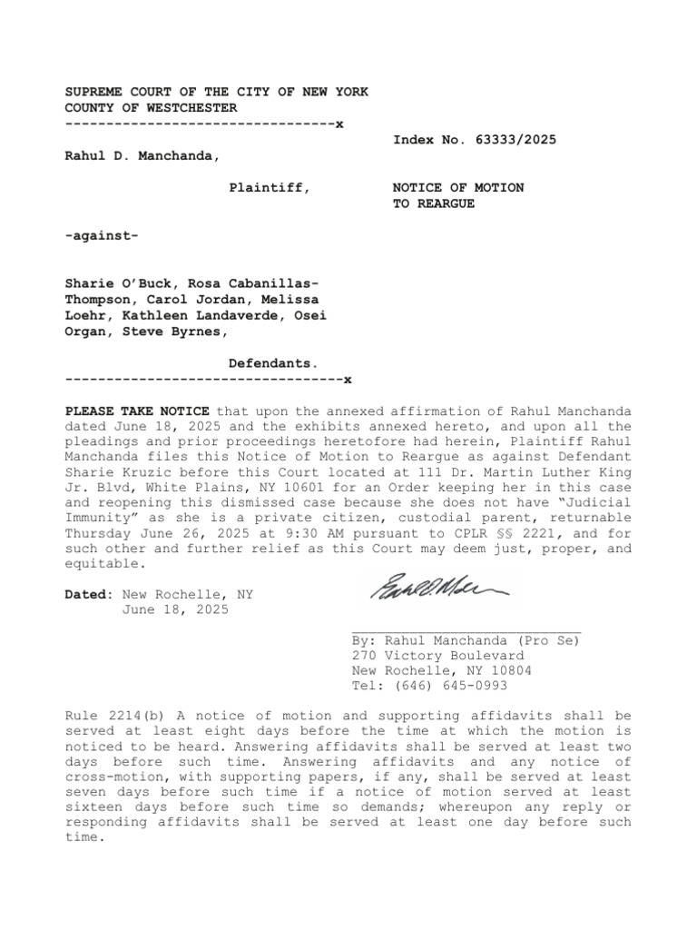 Motion to Reargue Child Support Case | PDF | Child Custody | Common Law