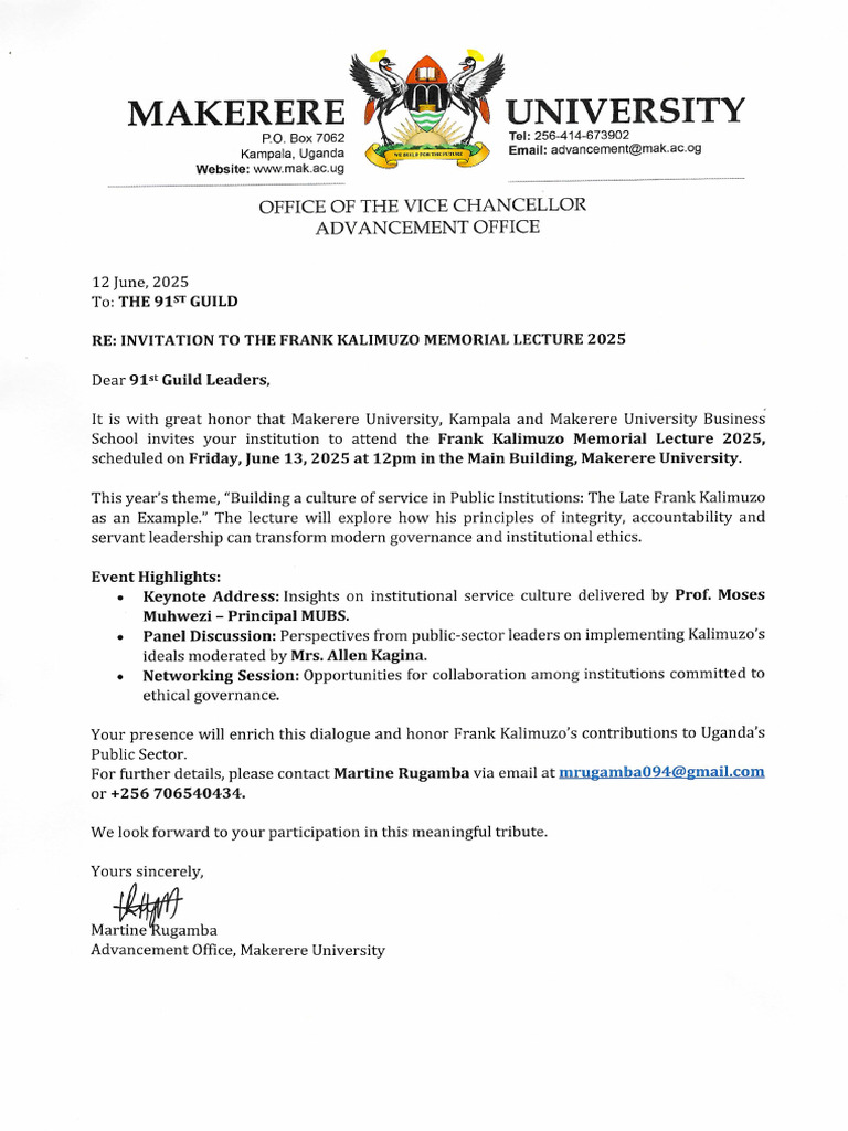 91st Guild Invitation To The Frank Kalimuzo Memorial Lecture | PDF