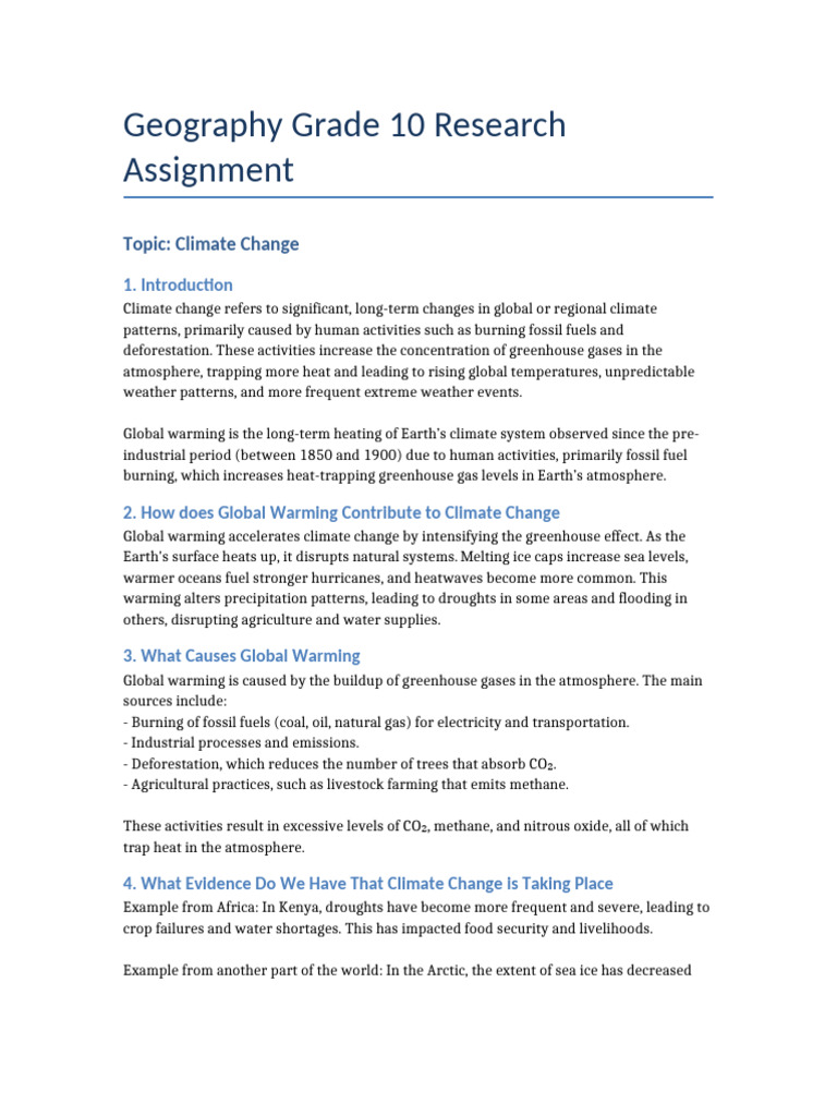 Grade 10 Climate Change Assignment | PDF | Climate Change | Greenhouse Gas