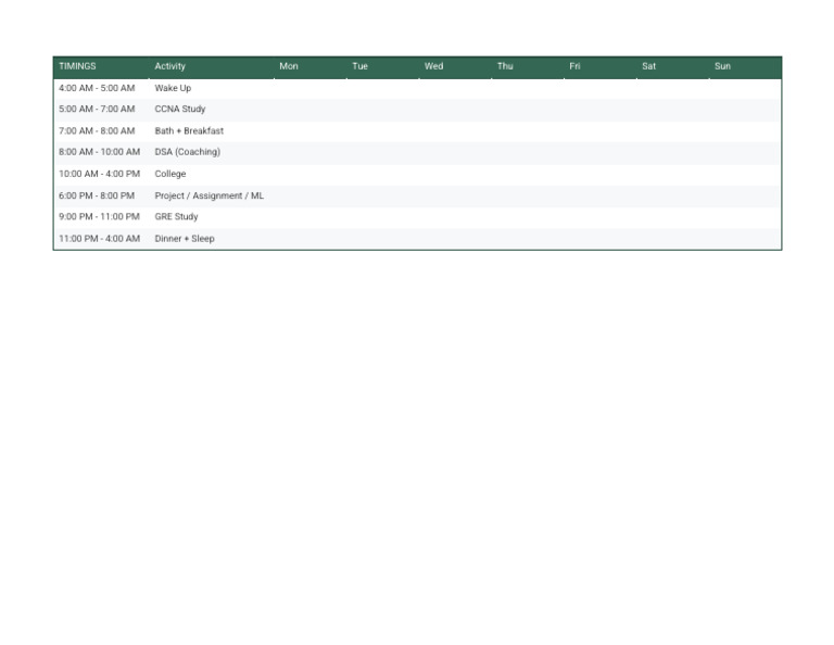 Time Table | PDF
