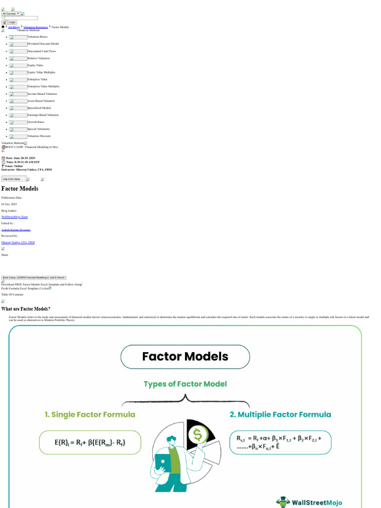 Understanding Factor Models in Finance | PDF | Financial Risk | Beta ...