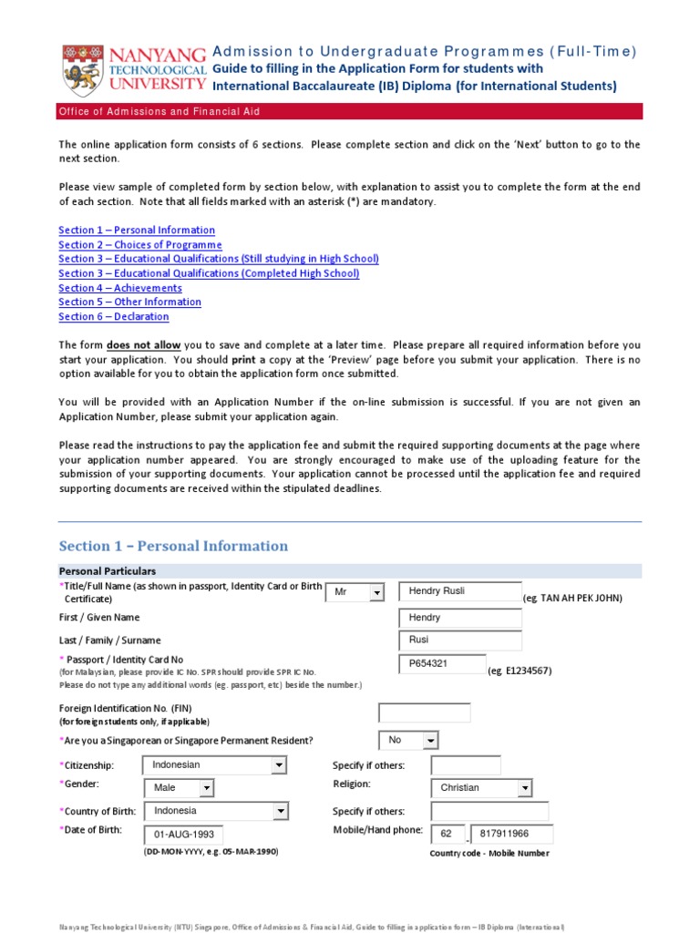 NTU IB Diploma Application Guide | PDF | Secondary School | University ...