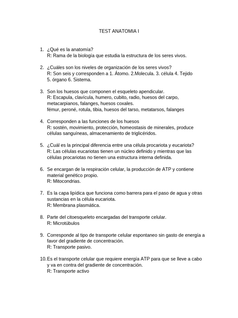 Conceptos Clave de Anatomía I | PDF