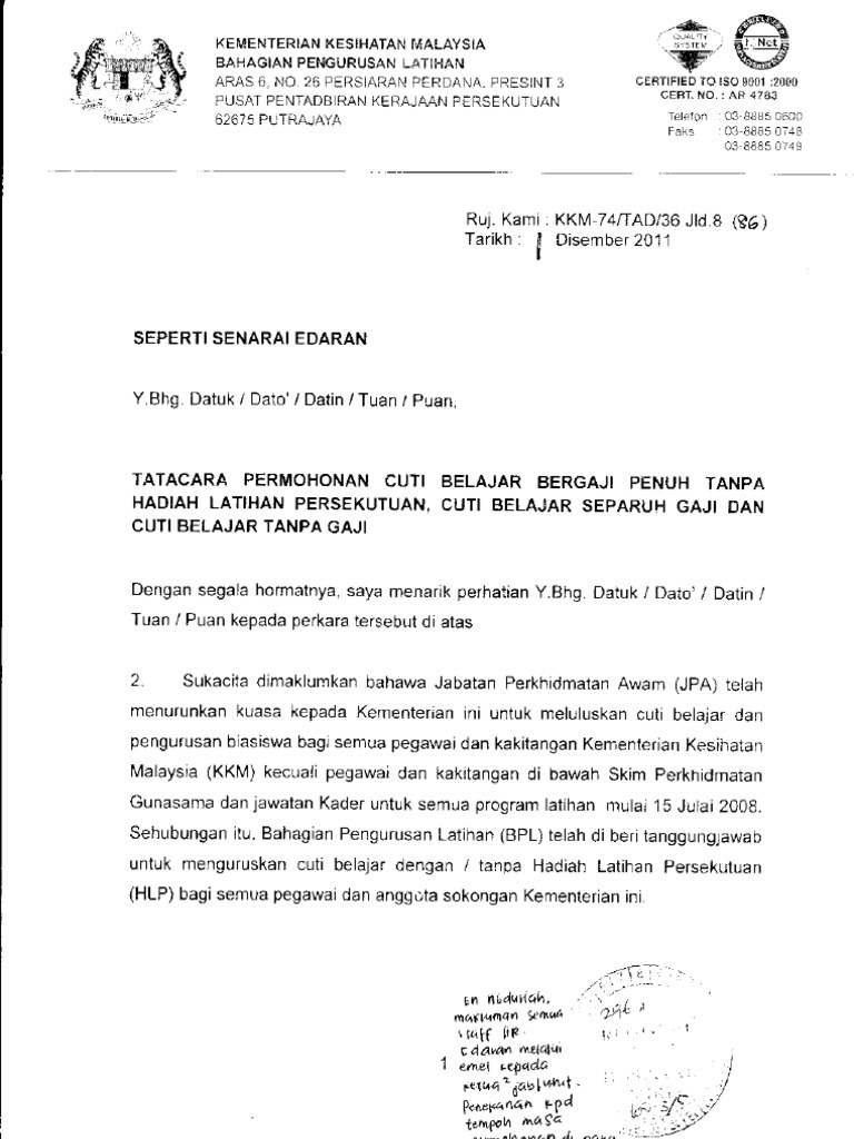 Tatacara An Cuti Belajar Pdf