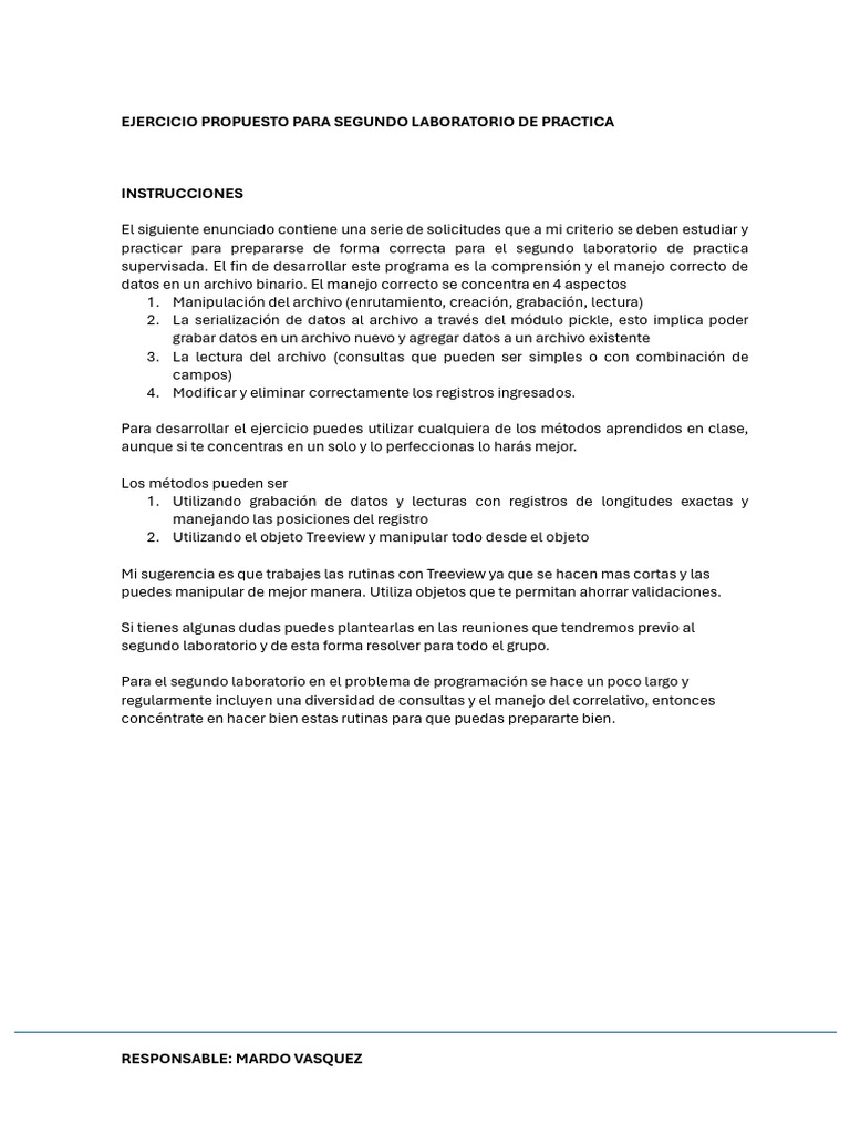 Ejercicio Propuelaboratorio de Practica | PDF | Programa de computadora ...