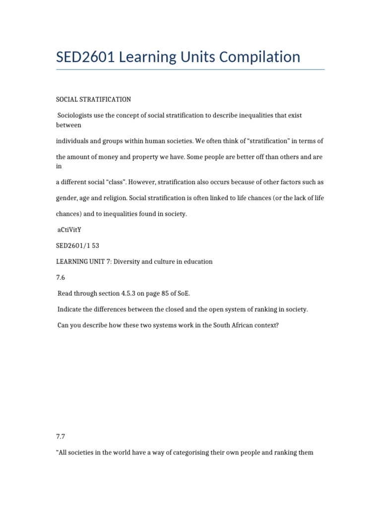 Social Stratification and Gender Roles | PDF | Race (Human ...