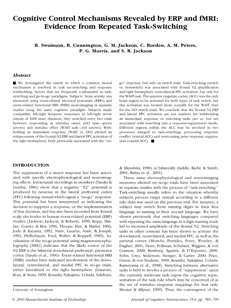 Neural Mechanisms in Task Switching | PDF | Prefrontal Cortex ...