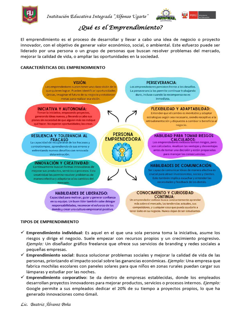 Emprendimiento para Estudiantes de Secundaria | PDF | Iniciativa ...